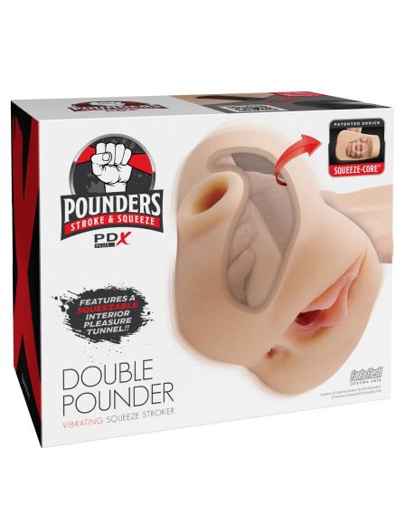 Телесный мастурбатор с вибрацией Double Pounder Vibrating Squeeze Stroker Телесный мастурбатор с вибрацией Double Pounder Vibrating Squeeze Stroker