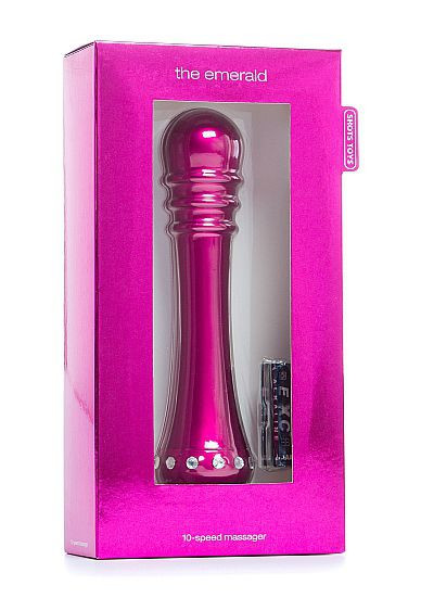 Вибратор с ребристой головкой The Emerald Pink - 16,3 см.