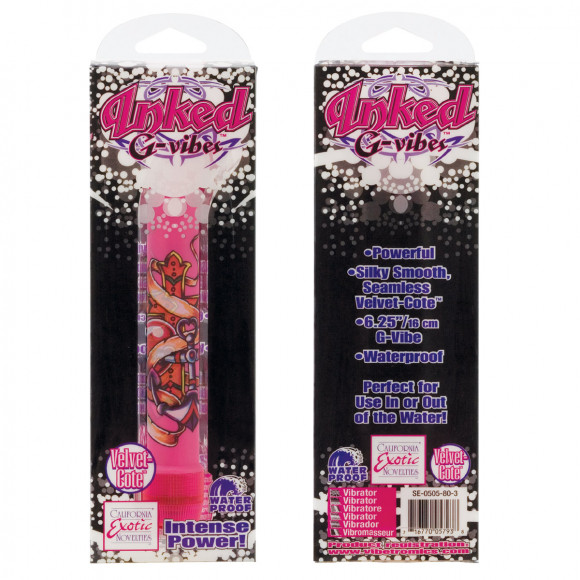 Розовый вибратор с ярким принтом Inked G Vibes