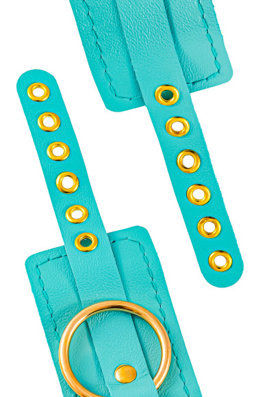 Голубые однослойные кожаные оковы