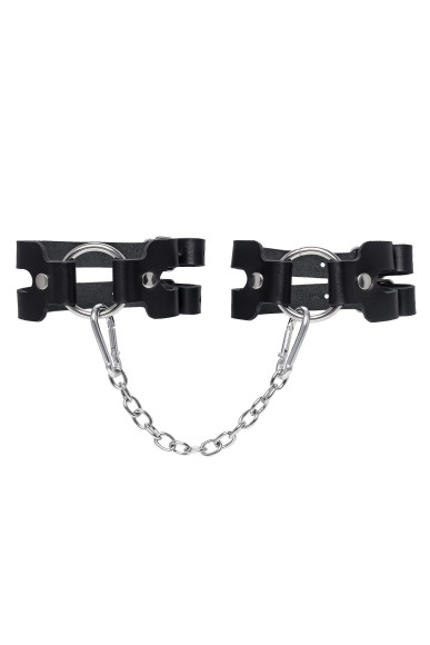 Черные кожаные оковы из двух ремешков