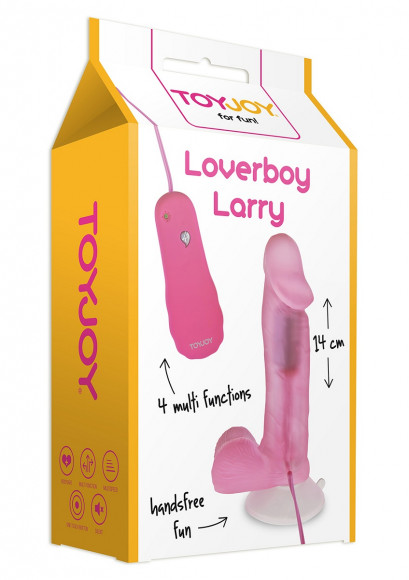 Розовый вибратор на присоске LOVERBOY LARRY - 14 см.