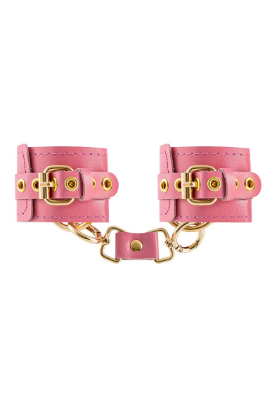 Розовые однослойные кожаные наручники