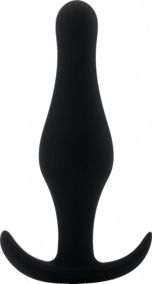 Чёрная анальная пробка Butt Plug with Handle Medium - 12,6 см.