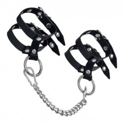 Черные однослойные оковы из двух ремешков Черные однослойные оковы из двух ремешков
