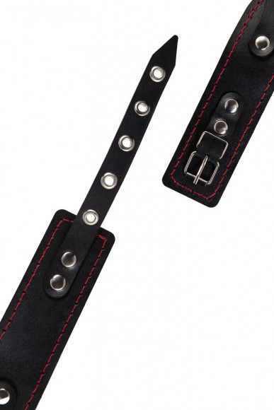 Черный высокий ошейник с поводком Черный высокий ошейник с поводком