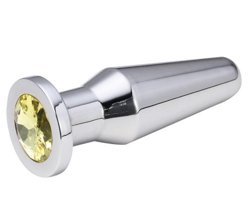 Серебристая втулка с жёлтым кристаллом - 10,2 см. Серебристая втулка с жёлтым кристаллом - 10,2 см.