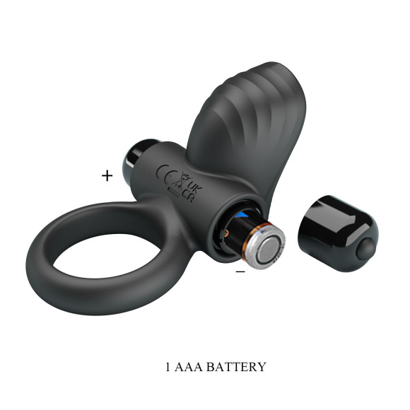 Черное эрекционное кольцо с вибрацией Adrien