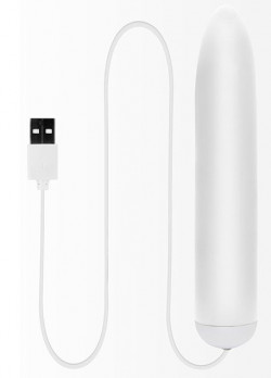 Белый классический вибратор с питанием от USB LET US-B VIBRATOR WHITE - 17 см.