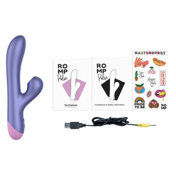 Сиреневый вибратор Romp Pulse с бесконтактной клиторальной стимуляцией - 22 см.