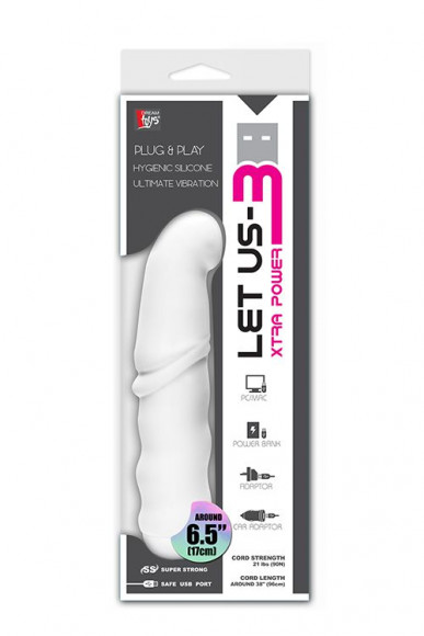 Белый вибромассажёр с питанием от USB LET US-B VIBRATOR WHITE - 17 см. Белый вибромассажёр с питанием от USB LET US-B VIBRATOR WHITE - 17 см.