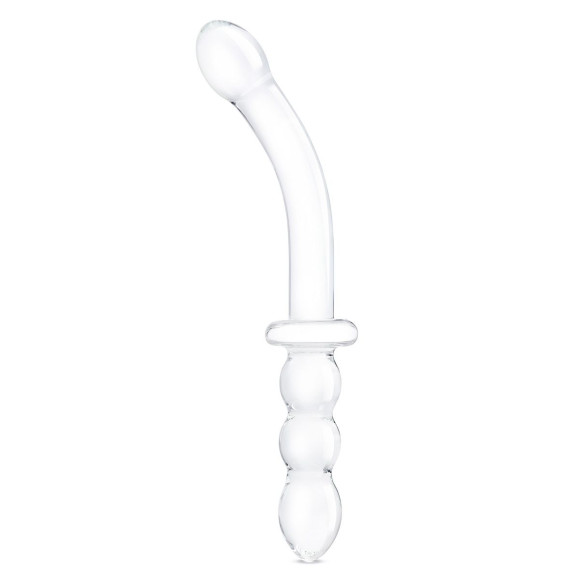 Прозрачный ребристый двусторонний стимулятор Ribbed G-Spot - 20 см.