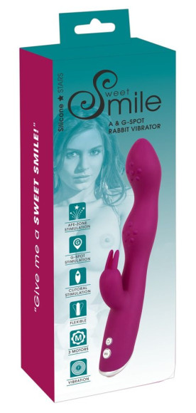 Фиолетовый вибратор A & G-Spot Rabbit Vibrator для стимуляции зон G и A - 23,6 см.